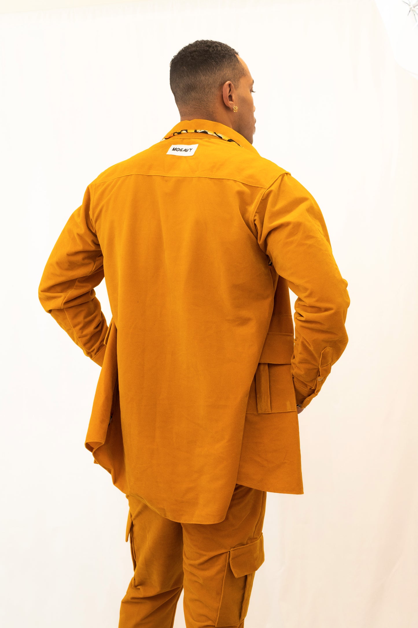 Ensemble Veste et Pantalon Cargo Jaune - Daim et Pagne Africain