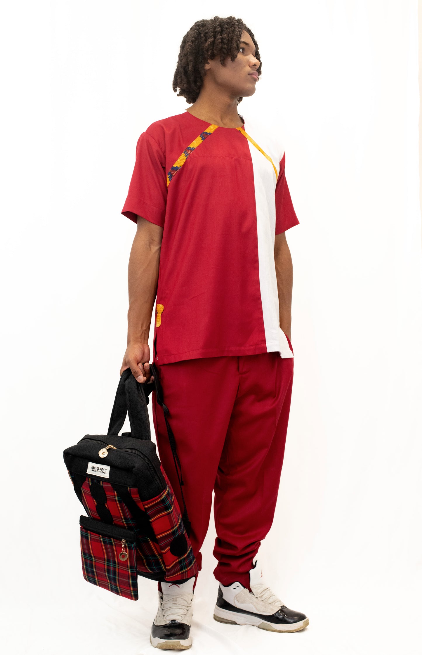 Sac à dos en madras rouge – Artisanat africain.