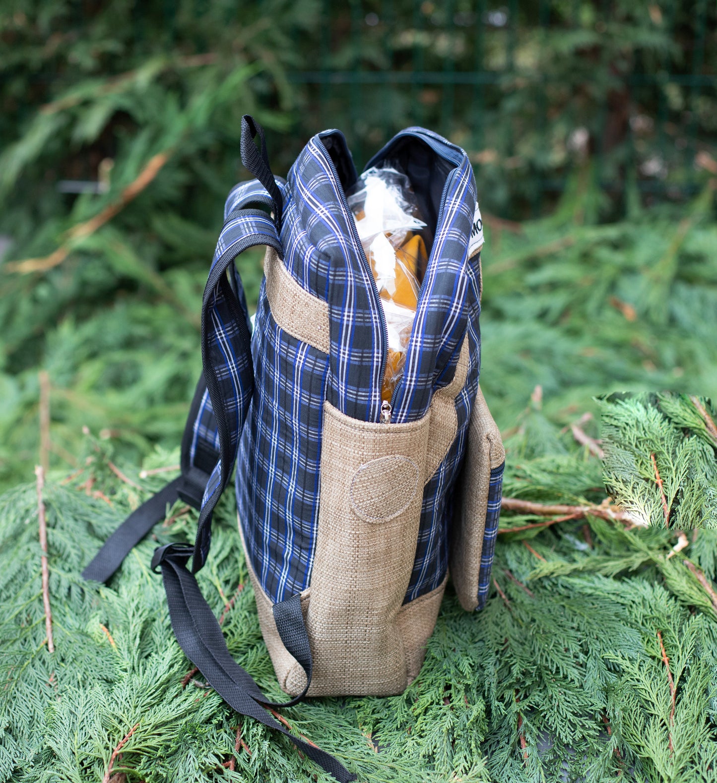 Sac à dos "carreaux paille"