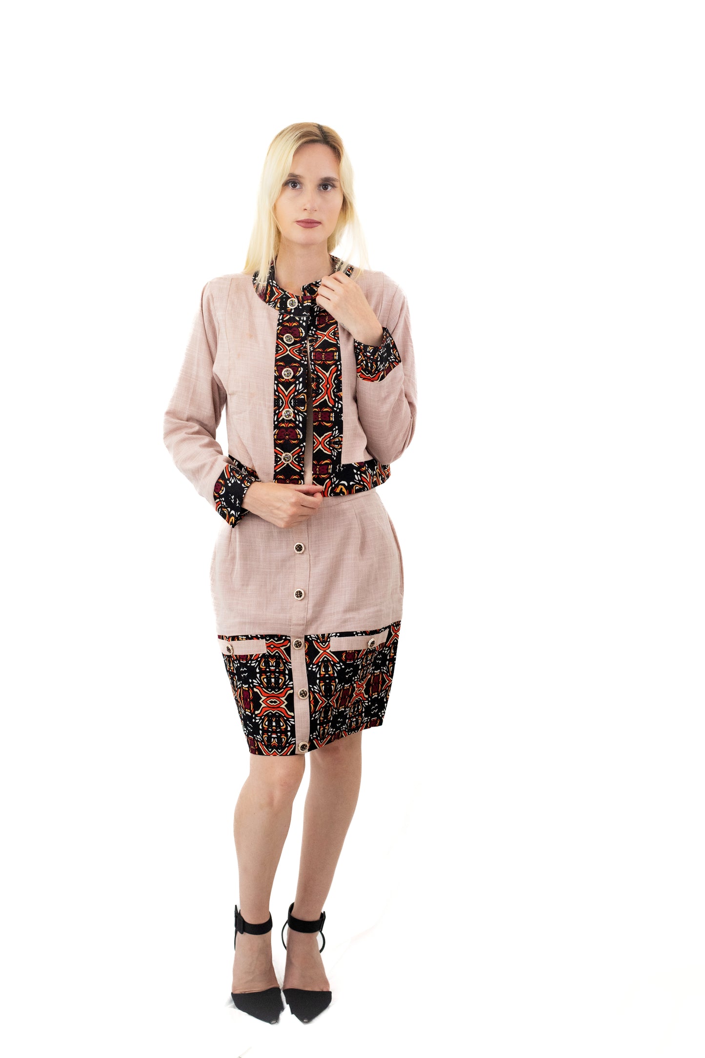 Ensemble Tailleur Jupe en Coton - Rose & Design Pagne Africain