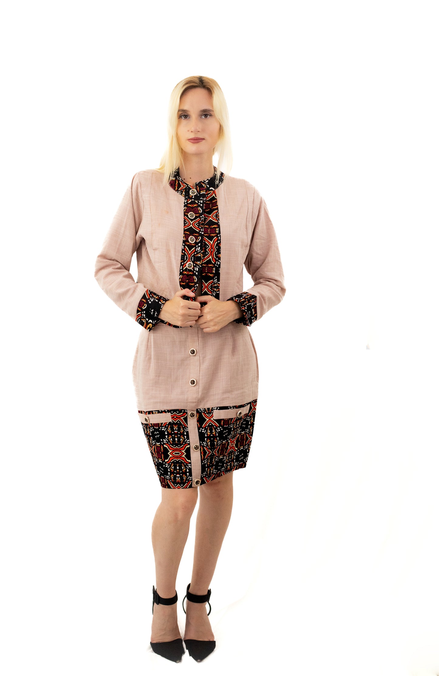 Ensemble Tailleur Jupe en Coton - Rose & Design Pagne Africain