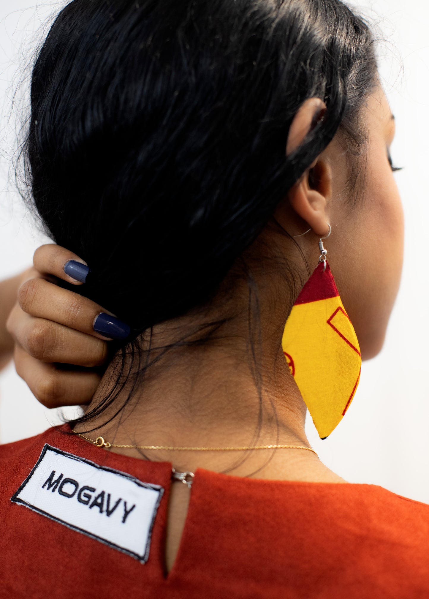 Boucles d'oreilles en pagne africain- Jaune/rouge
