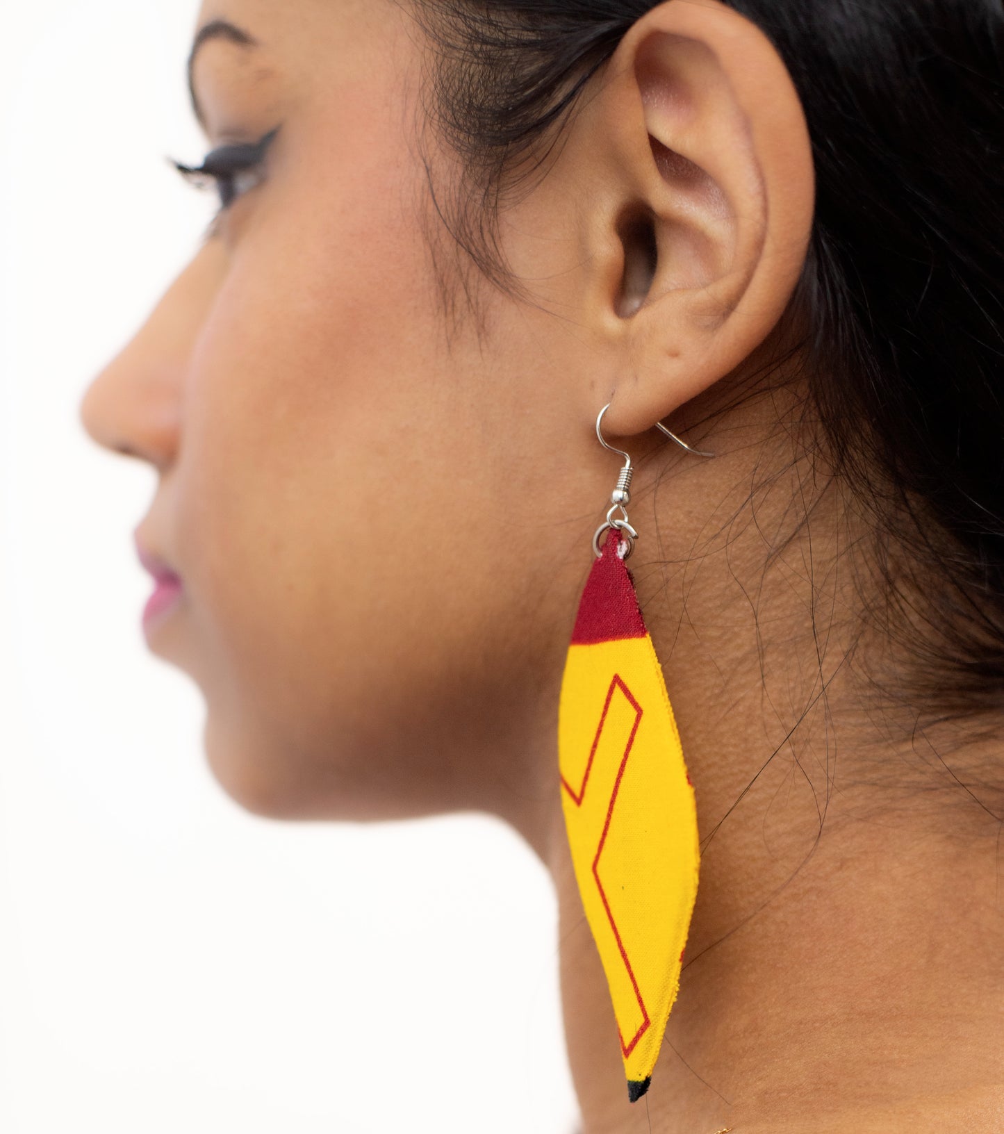 Boucles d'oreilles en pagne africain- Jaune/rouge