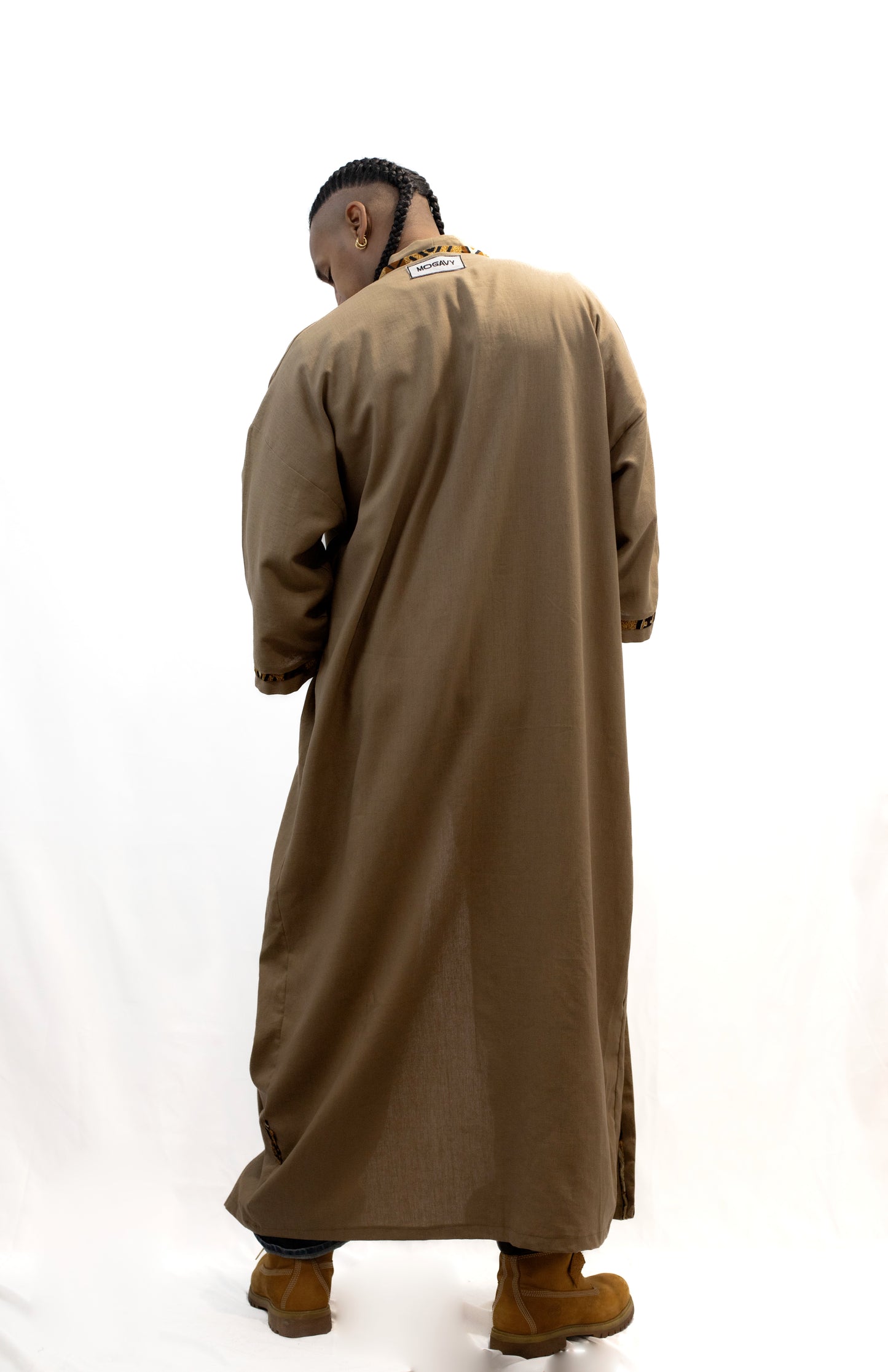 Kimono en lin et pagne africain