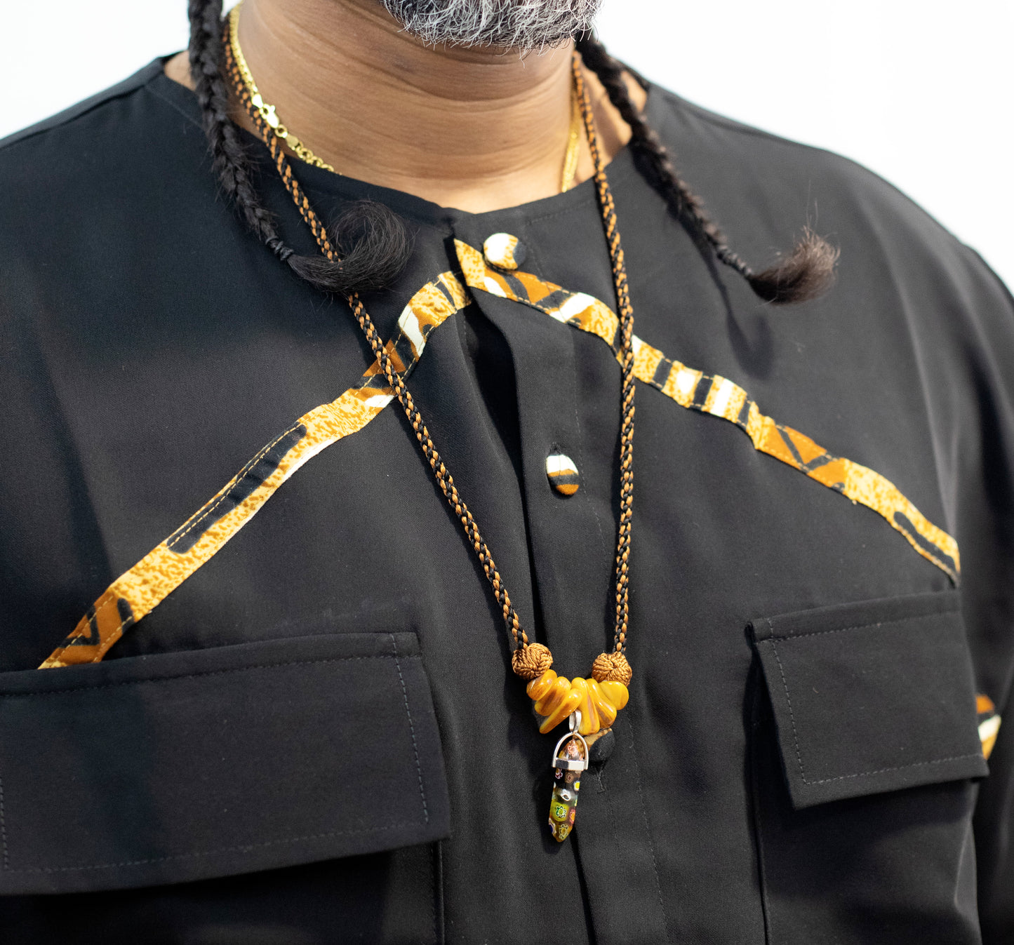 Collier en soie tissée cristal de Quartz Multicolore