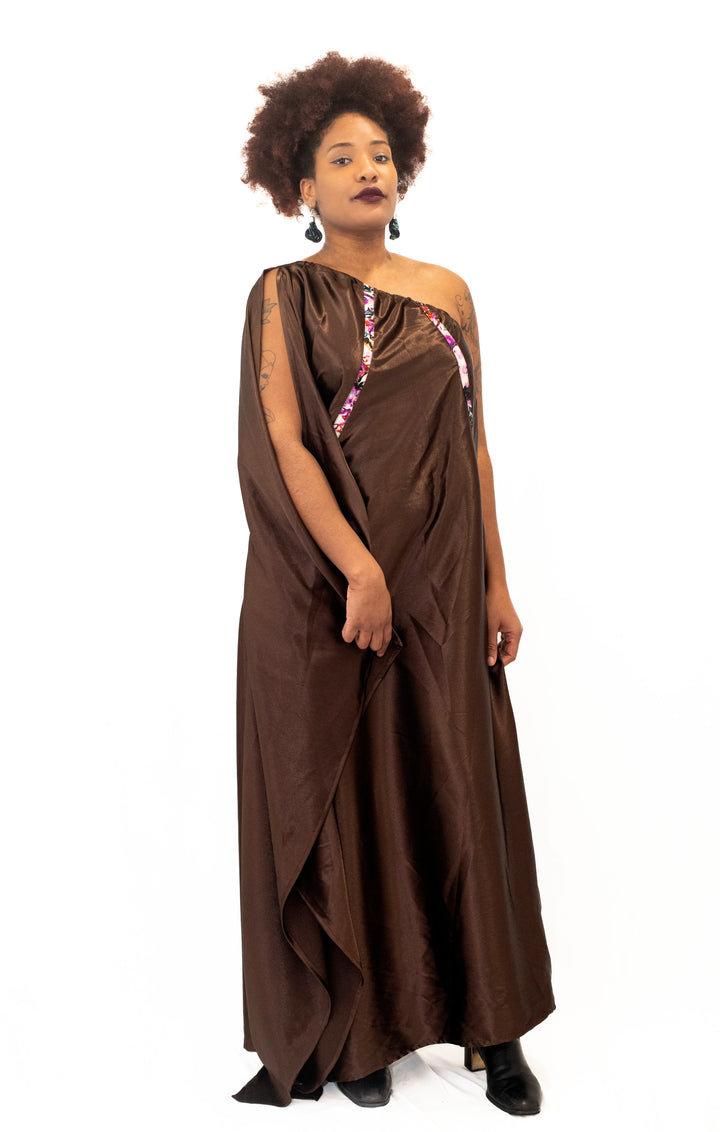 Robe asymétrique "Terre d’élégance" – Création Artisanale MOGAVY.Sewing