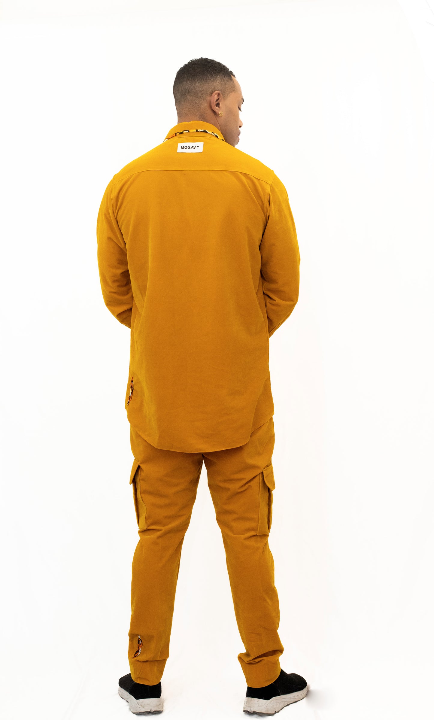 Ensemble Veste et Pantalon Cargo Jaune - Daim et Pagne Africain