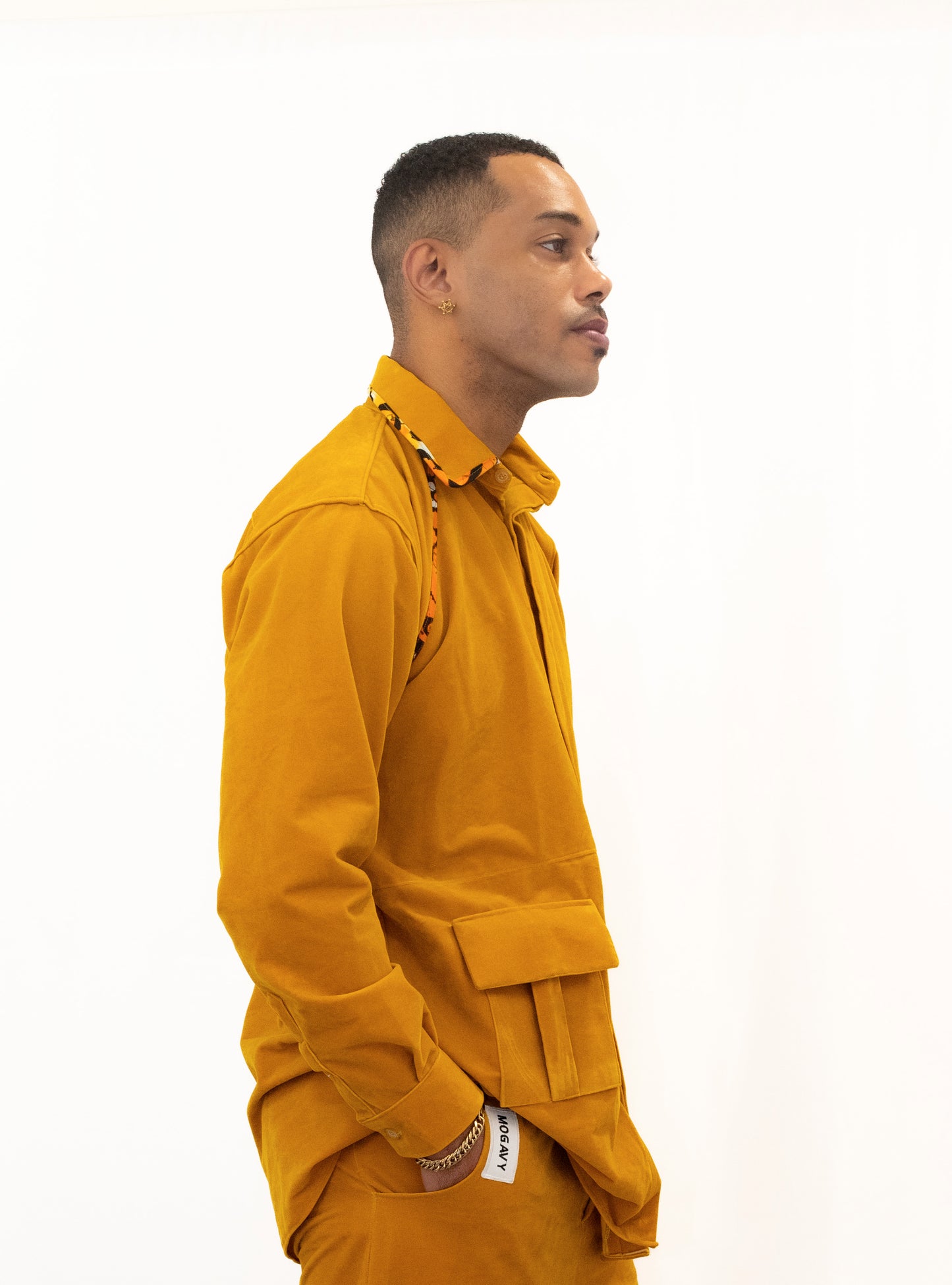 Ensemble Veste et Pantalon Cargo Jaune - Daim et Pagne Africain