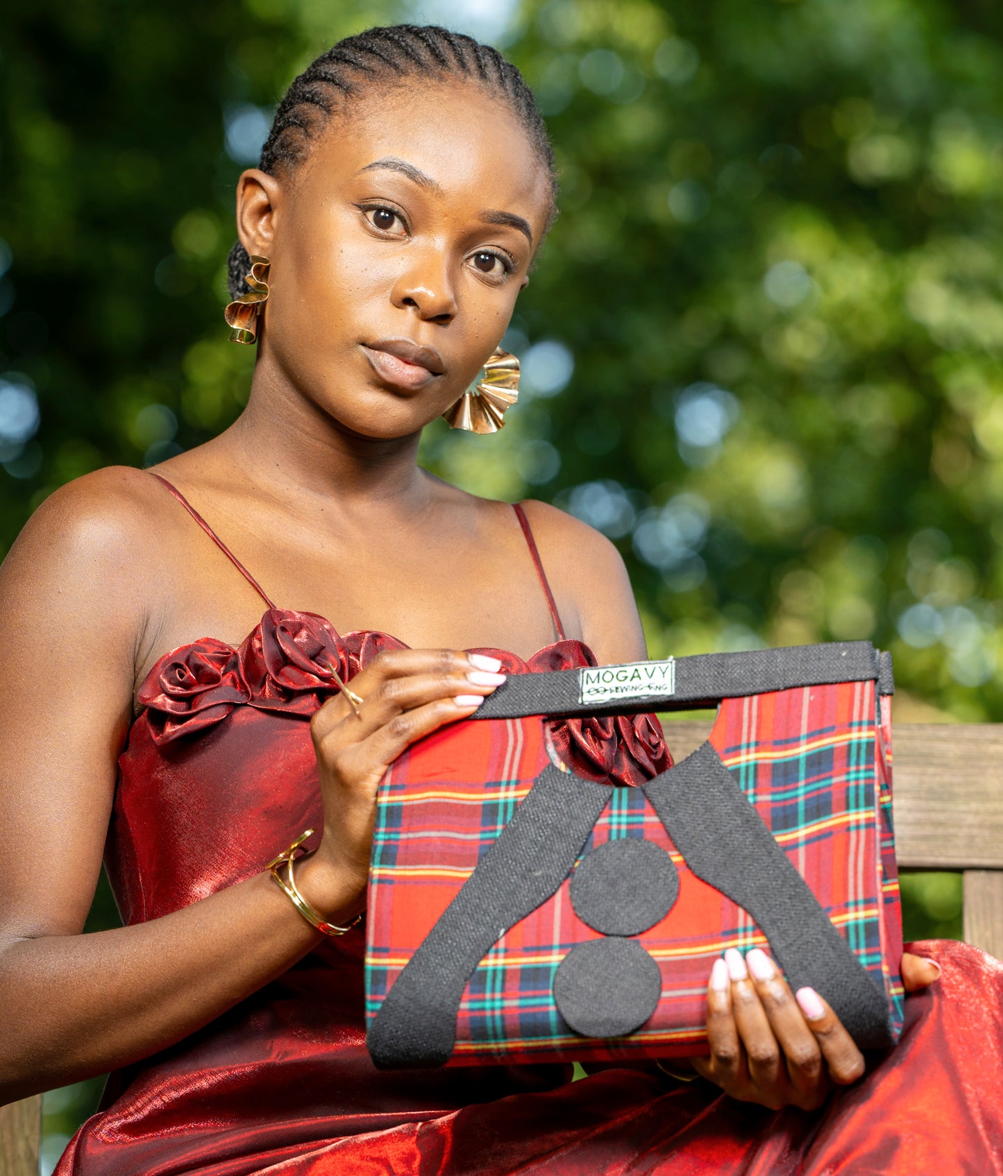 Pochette femme "rouge tradition" en madras