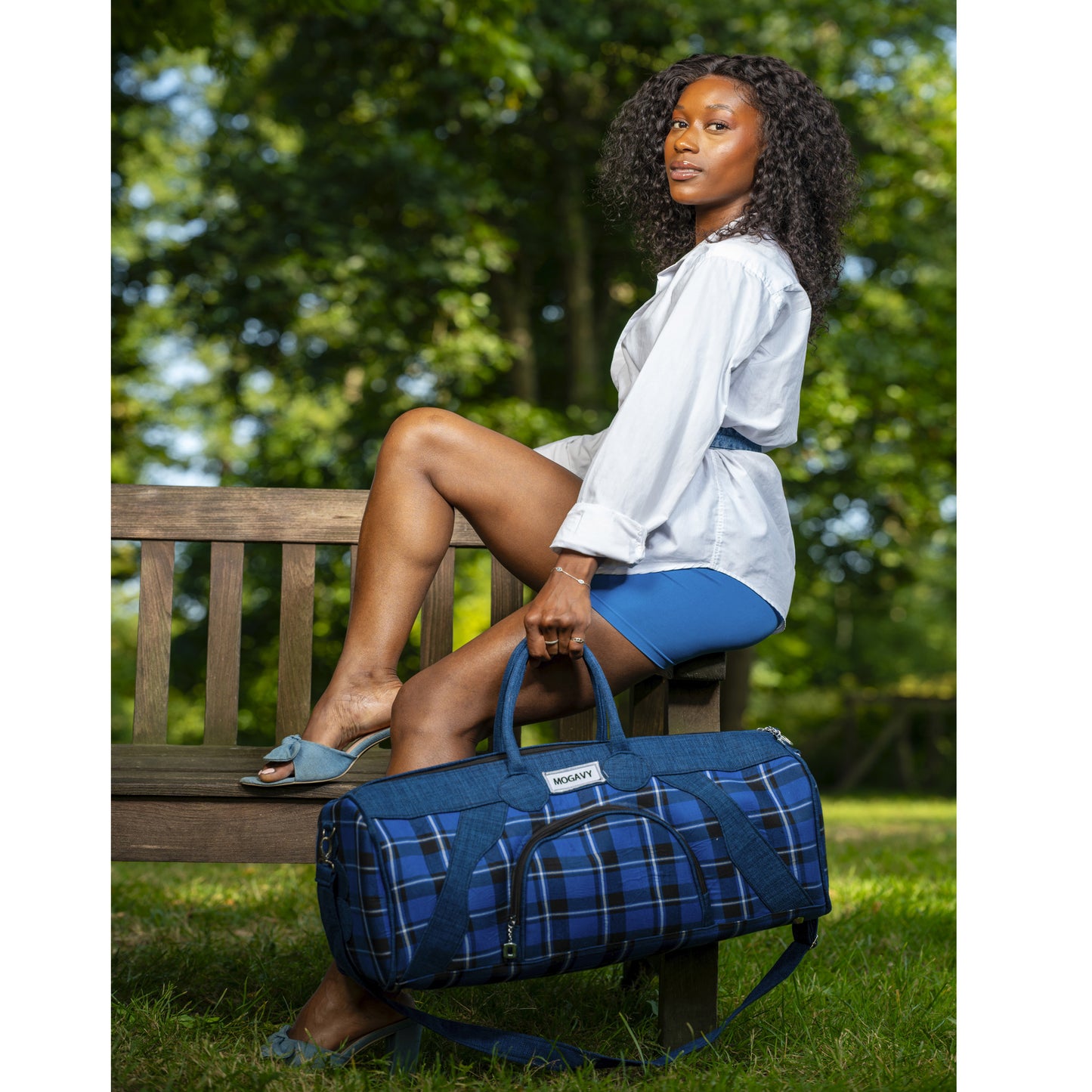 Sac de Voyage/sport MOGAVY.Sewing - Bleu à Carreaux