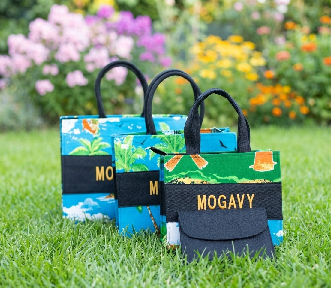 Sac cabas artisanal MOGAVY. Collection évasion tropicale.