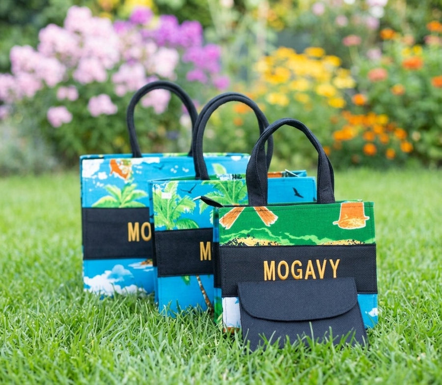 Sac cabas artisanal MOGAVY. Collection évasion tropicale.