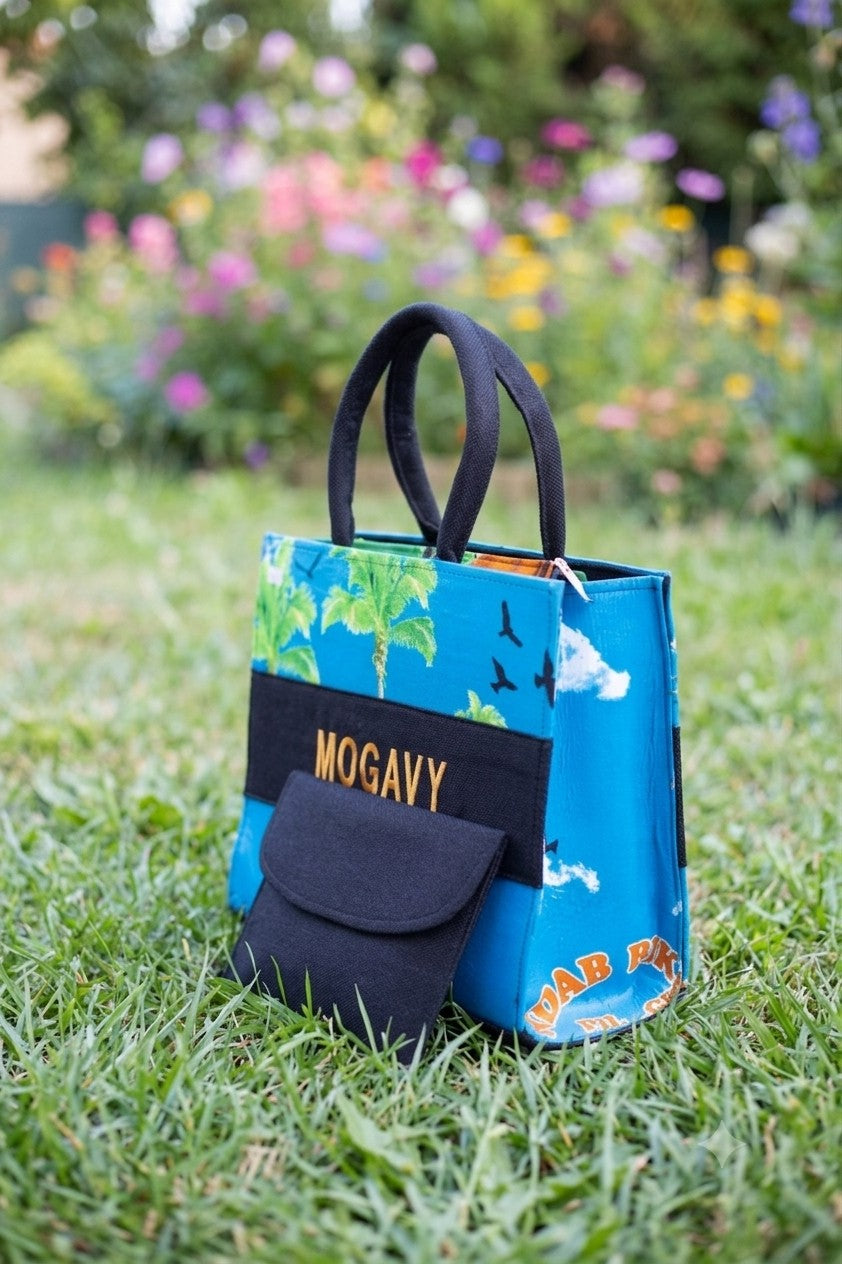 Sac cabas artisanal MOGAVY. Collection évasion tropicale.