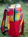 Sac à dos artisanal en madras et toile de jute. Le voyageur