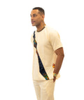 Ensemble manches courtes et pantalon blanc cassé