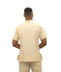 Ensemble manches courtes et pantalon blanc cassé