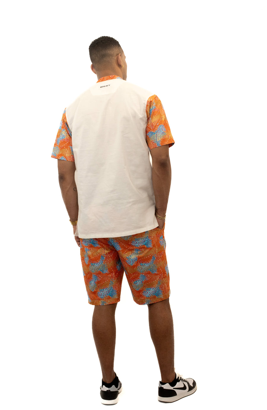 Ensemble chemise "hollande" manches courtes et bermuda en pagne africain
