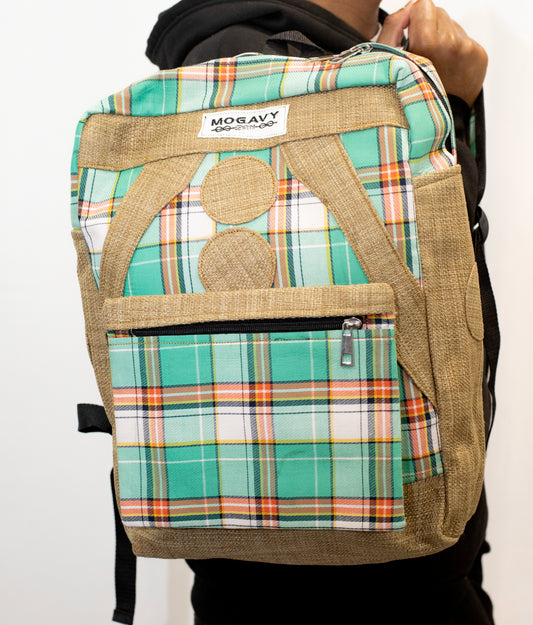 Sac à dos en tissu madras - Confection artisanale.