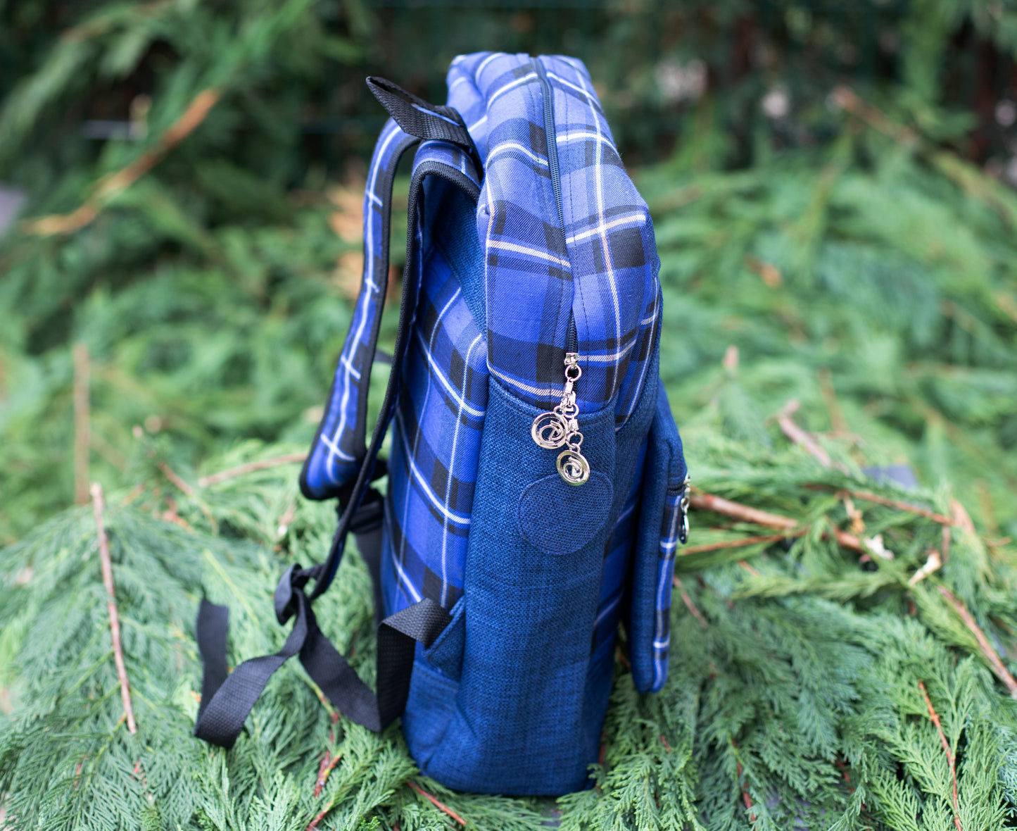 Sac à dos "bleu carreaux"