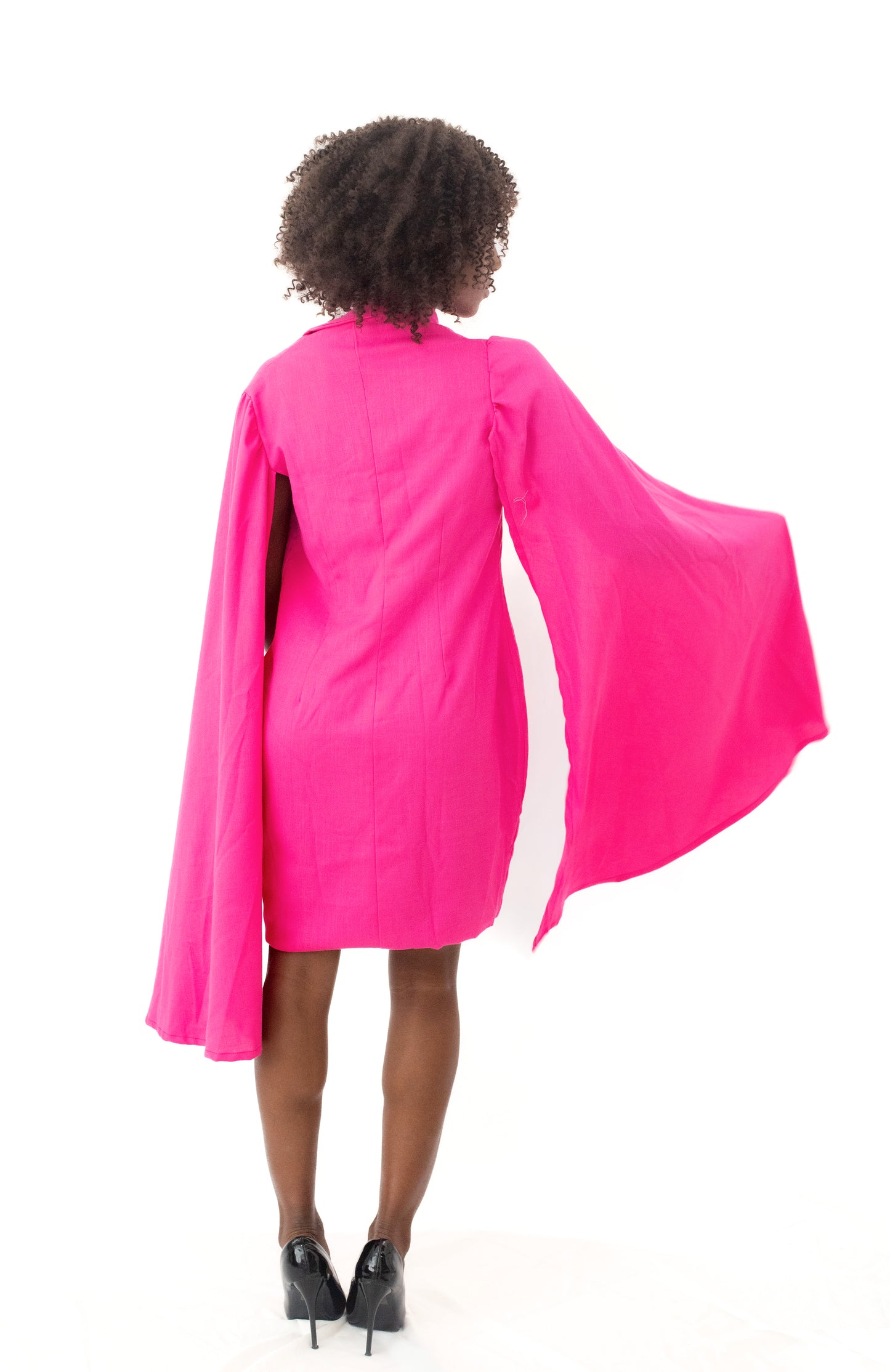 Robe Blazer avec design en Pagne Africain – Rose Élégance