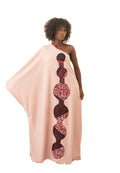 Grande Robe en Coton Rose avec Design en Pagne Africain