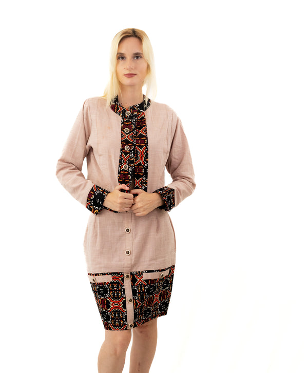 Ensemble Tailleur Jupe en Coton - Rose & Design Pagne Africain