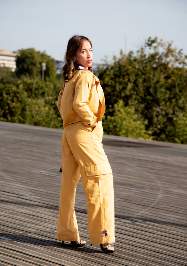Ensemble Veston et Pantalon Cargo avec Design Pagne Africain