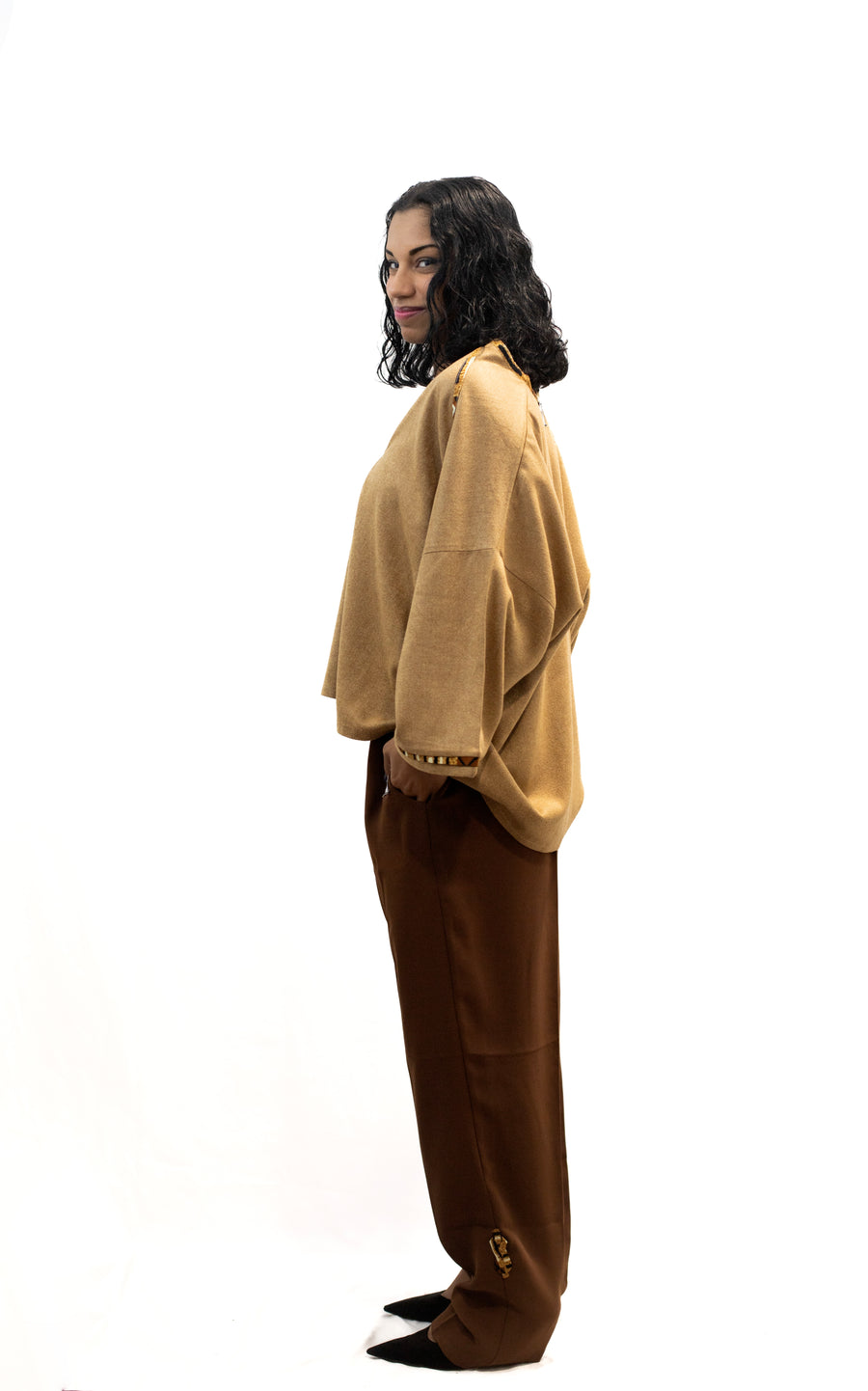 Ensemble Haut et Pantalon – Mariage de Cachemire & Crêpe, confection artisanale