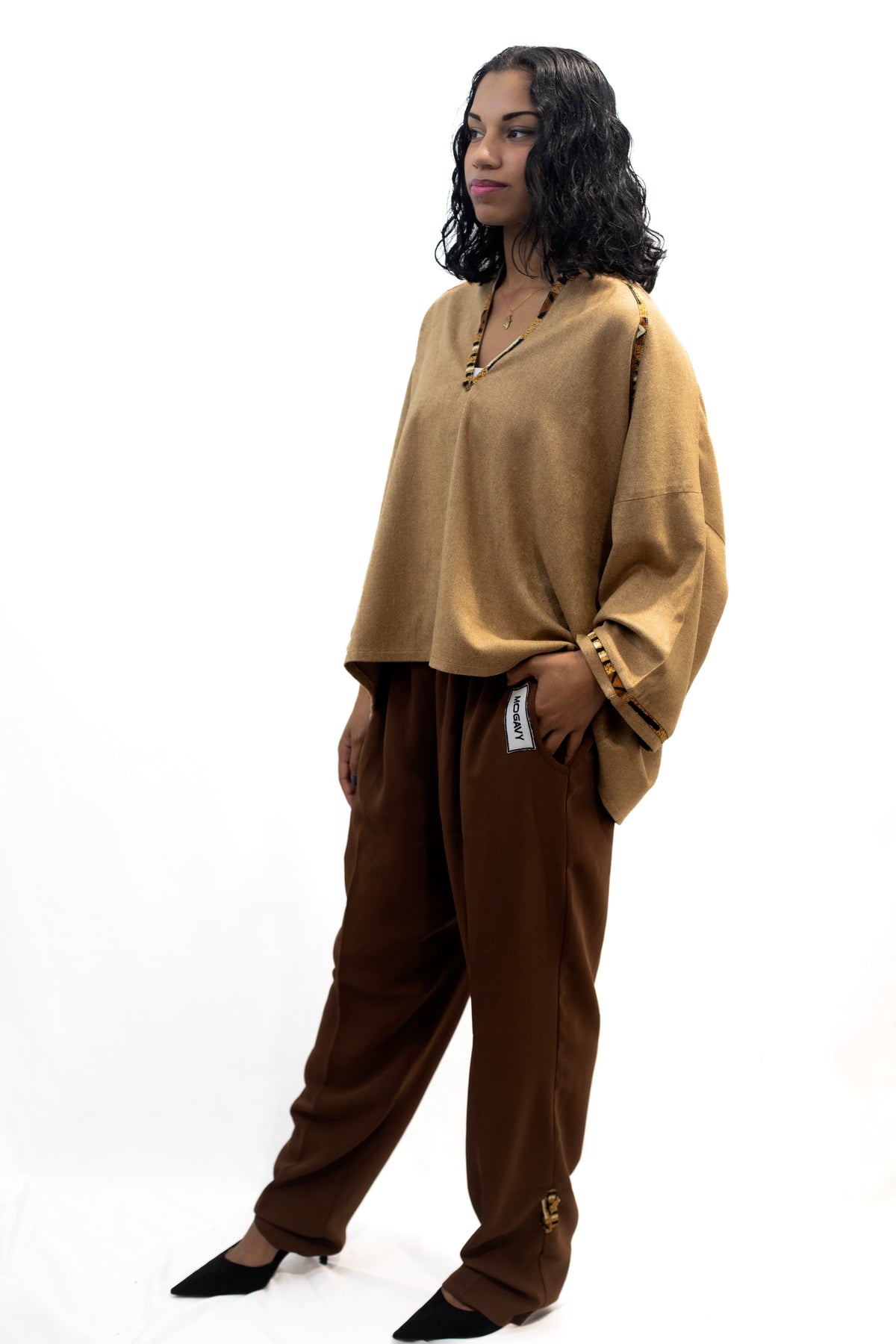 Ensemble Haut et Pantalon – Mariage de Cachemire & Crêpe, confection artisanale