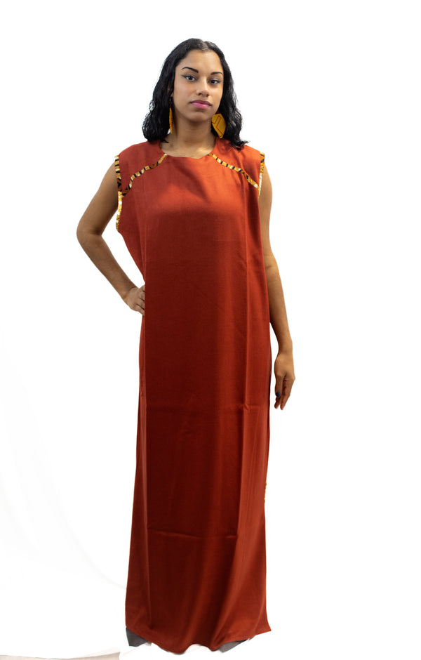Robe longue rouge cachemire