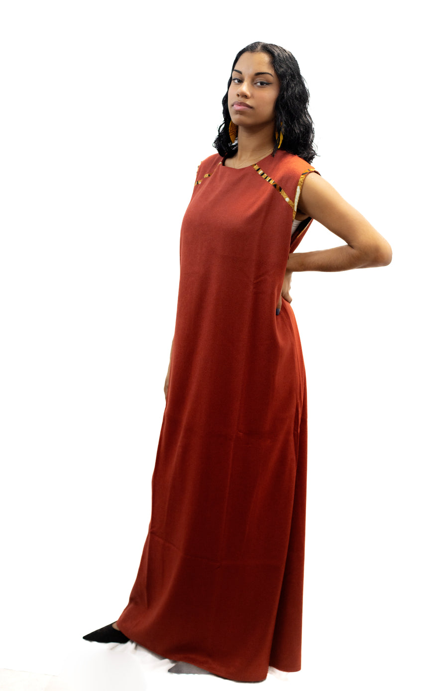 Robe longue rouge cachemire