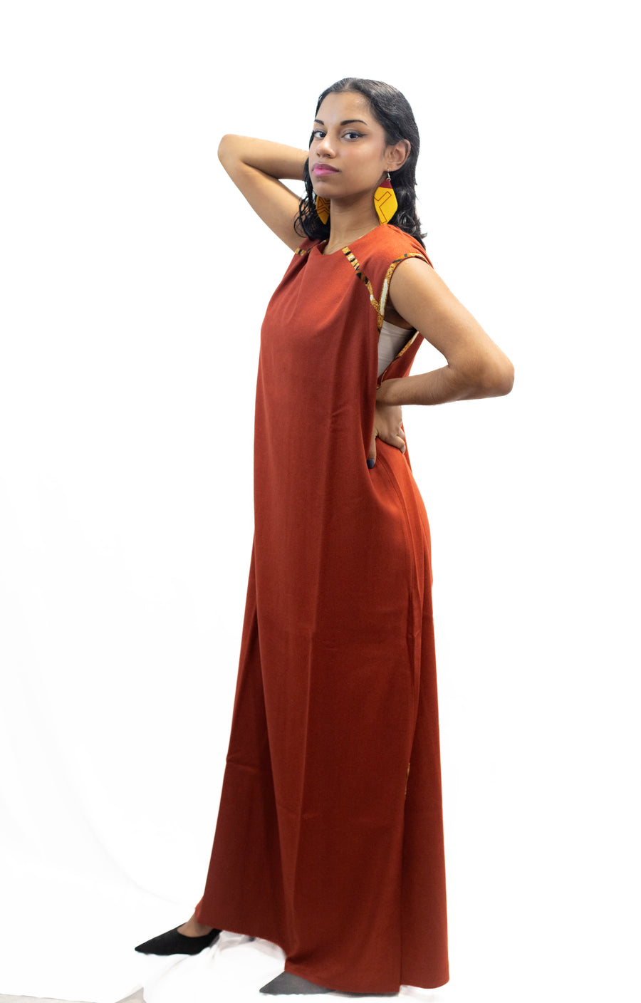 Robe longue rouge cachemire