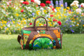 Sac de voyage artisanal "Mogavy". Toile de jute & imprimé évasion africaine.