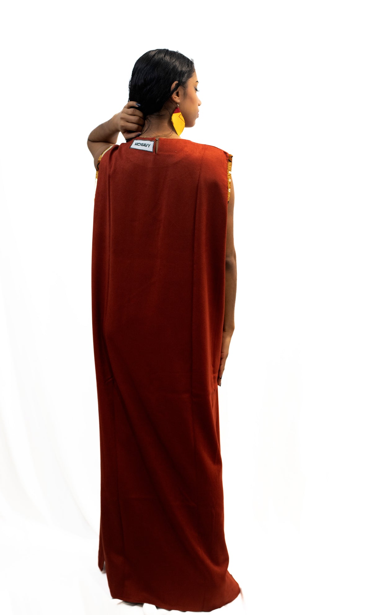 Robe longue rouge cachemire