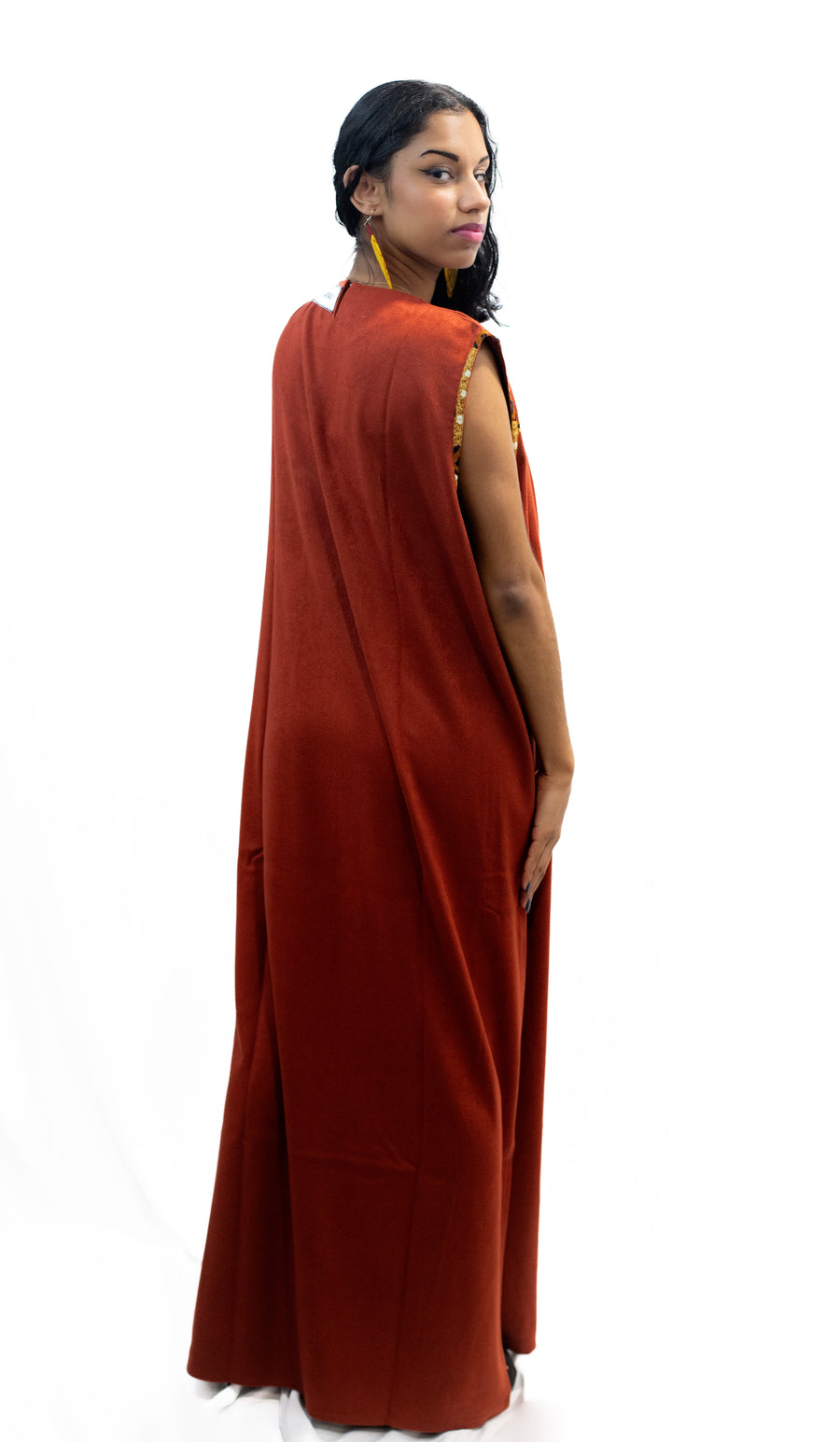 Robe longue rouge cachemire