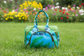 Sac de voyage polochon en toile de jute Vert & pagne africain.