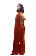 Robe longue rouge cachemire