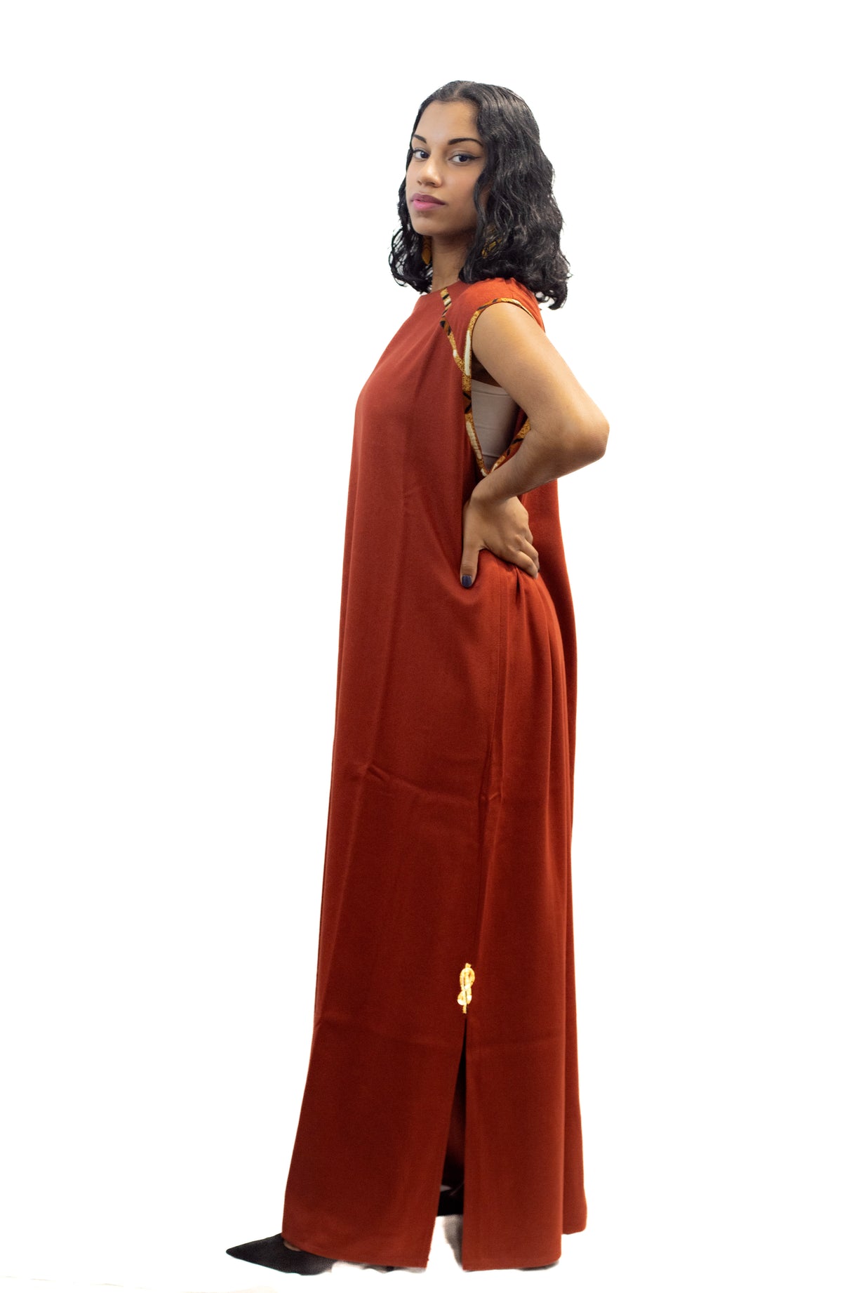 Robe longue rouge cachemire