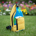 Sac crossbody éco-artisanal jaune moutarde & imprimé tropical
