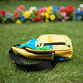 Sac crossbody éco-artisanal jaune moutarde & imprimé tropical