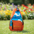 Sac crossbody éco-artisanal orange brique & imprimé ciel tropical