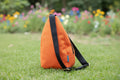 Sac crossbody éco-artisanal orange brique & imprimé ciel tropical