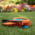 Sac crossbody éco-artisanal orange brique & imprimé ciel tropical