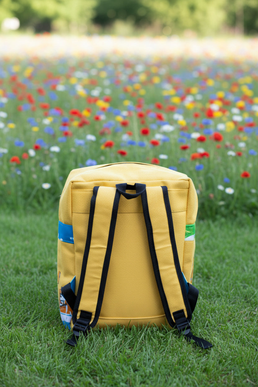 Sac à dos artisanal , édition limitée en tissu imprimé nature & évasion