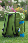 Sac à dos artisanal "Mogavy". Vert jungle et motifs traditionnels