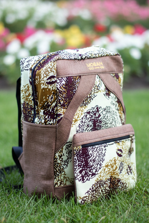 Sac à dos artisanal en wax et toile de jute – Mogavy.Sewing