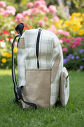 Le Sac à dos Artisanal en toile de jute et tissu écossais