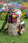 Sac à dos artisanal en toile de jute & motifs graphiques: L'Échappée authentique