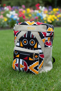 Sac à dos artisanal en toile de jute & motifs graphiques: L'Échappée authentique