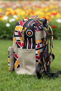 Sac à dos artisanal en toile de jute & motifs graphiques: L'Échappée authentique